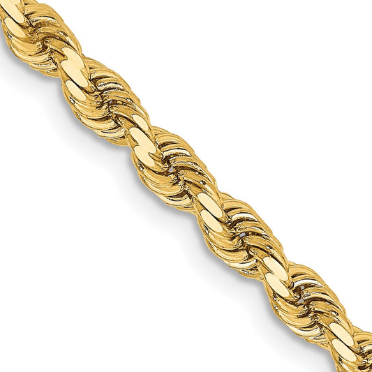 14K 28 inch 3.25mm Diamond-cut Rope with Lobster Clasp Chain