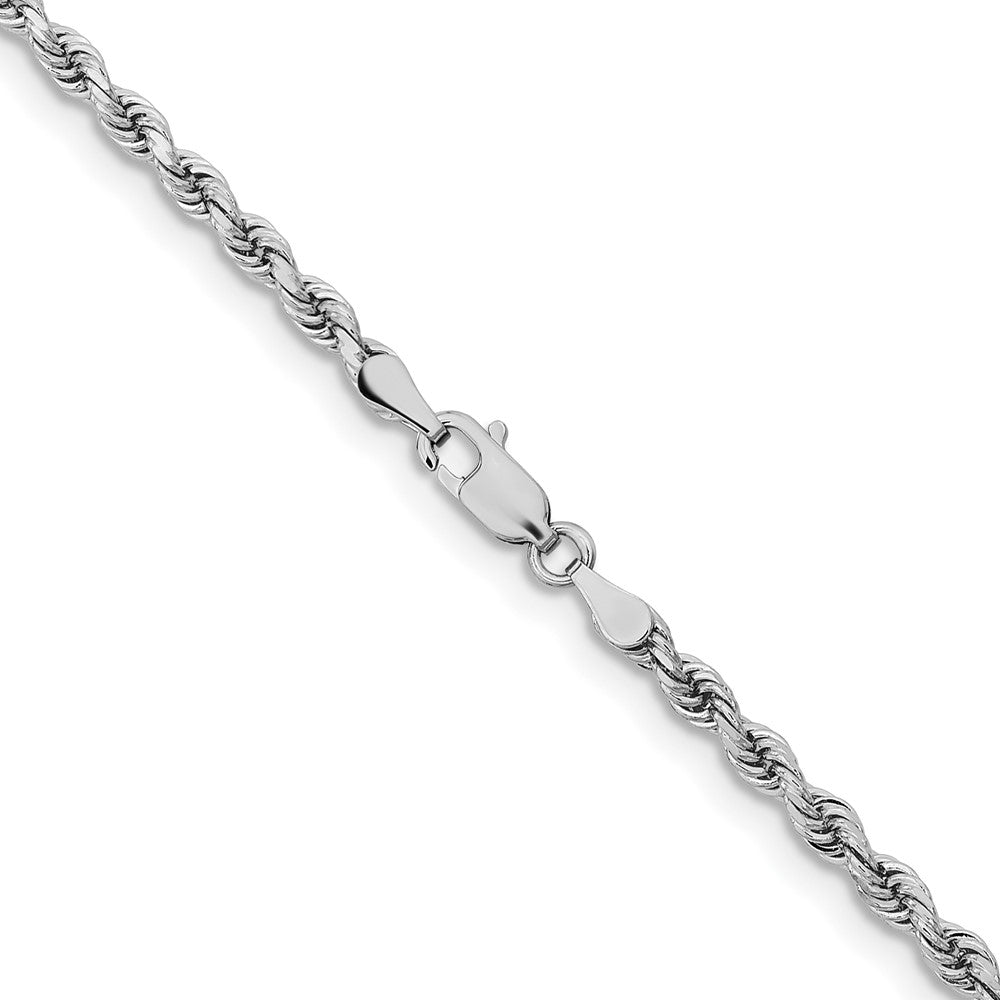 14K White Gold 16 inch 3.25mm Diamond-cut Rope with Lobster Clasp Chain