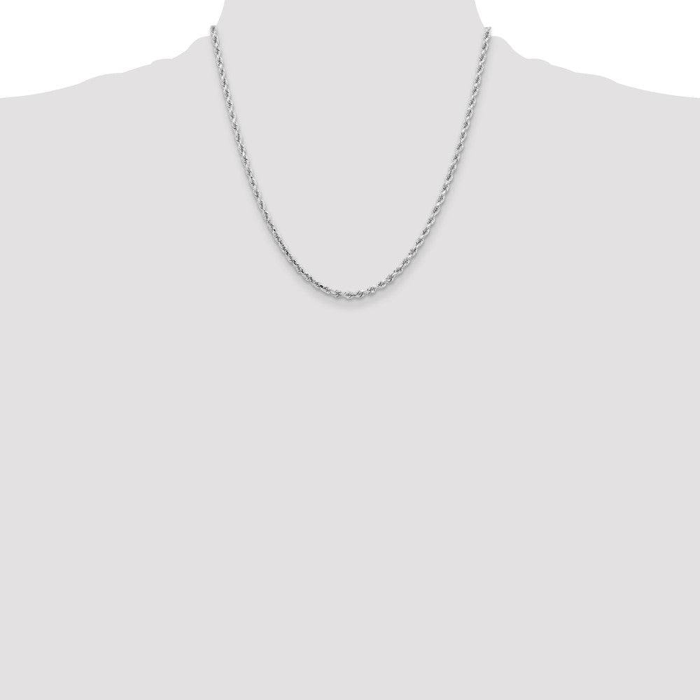 14K White Gold 20 inch 3.25mm Diamond-cut Rope with Lobster Clasp Chain