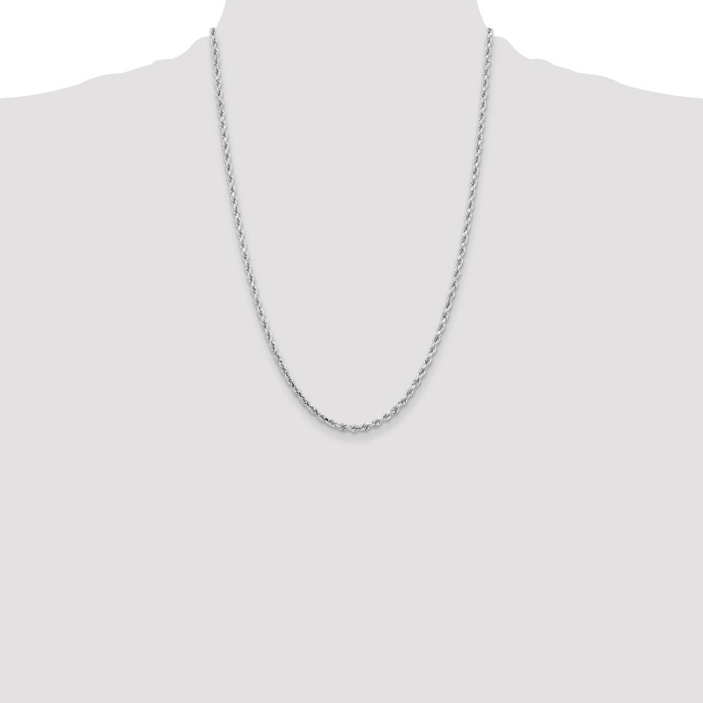 14K White Gold 24 inch 3.25mm Diamond-cut Rope with Lobster Clasp Chain