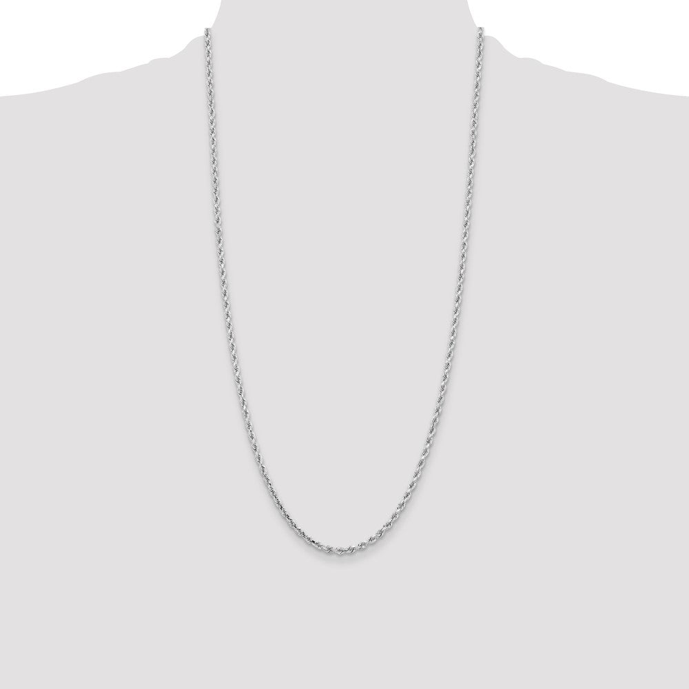 14K White Gold 28 inch 3.25mm Diamond-cut Rope with Lobster Clasp Chain