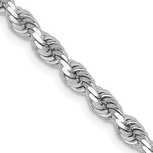 14K White Gold 26 inch 3.25mm Diamond-cut Rope with Lobster Clasp Chain