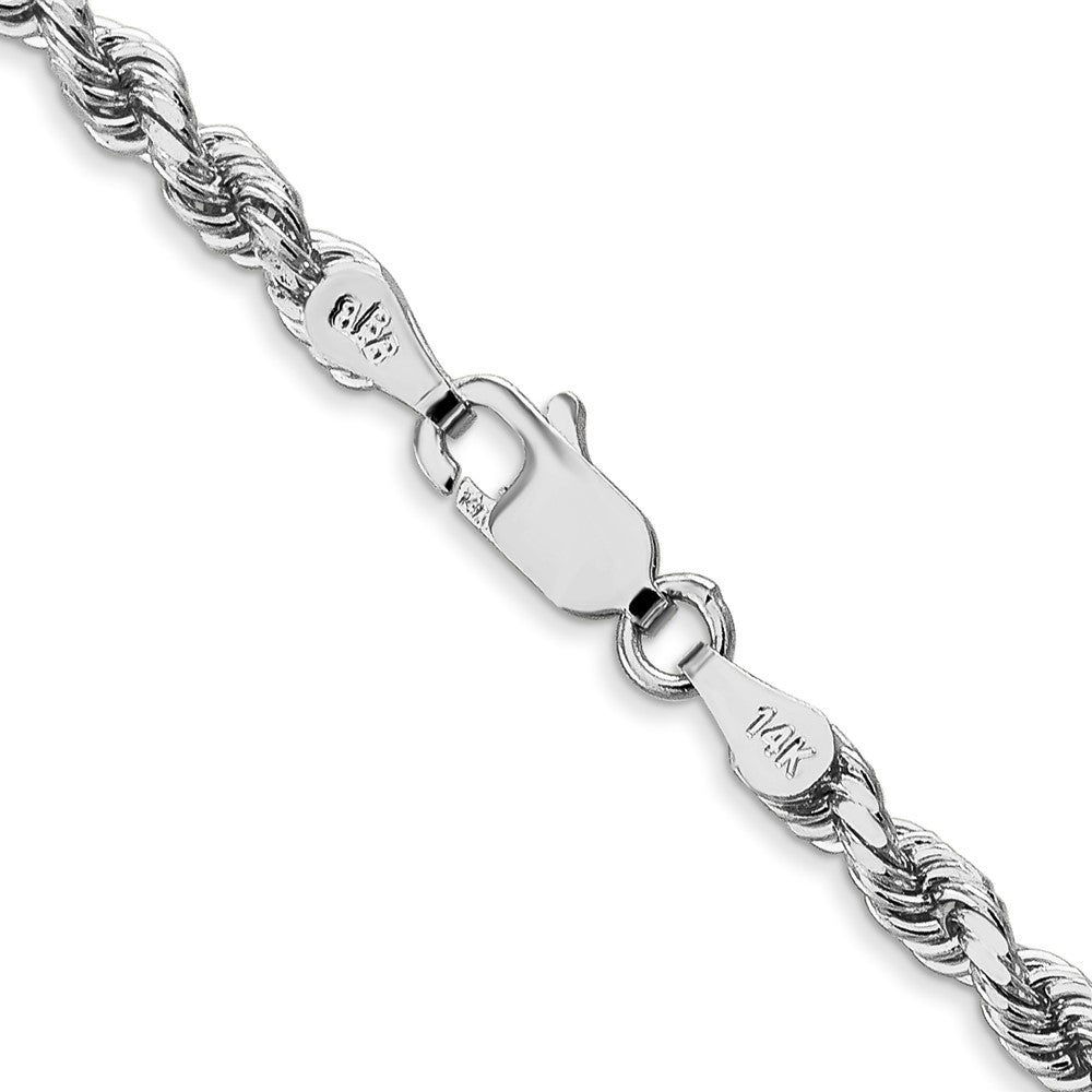 14K White Gold 28 inch 3.5mm Diamond-cut Rope with Lobster Clasp Chain