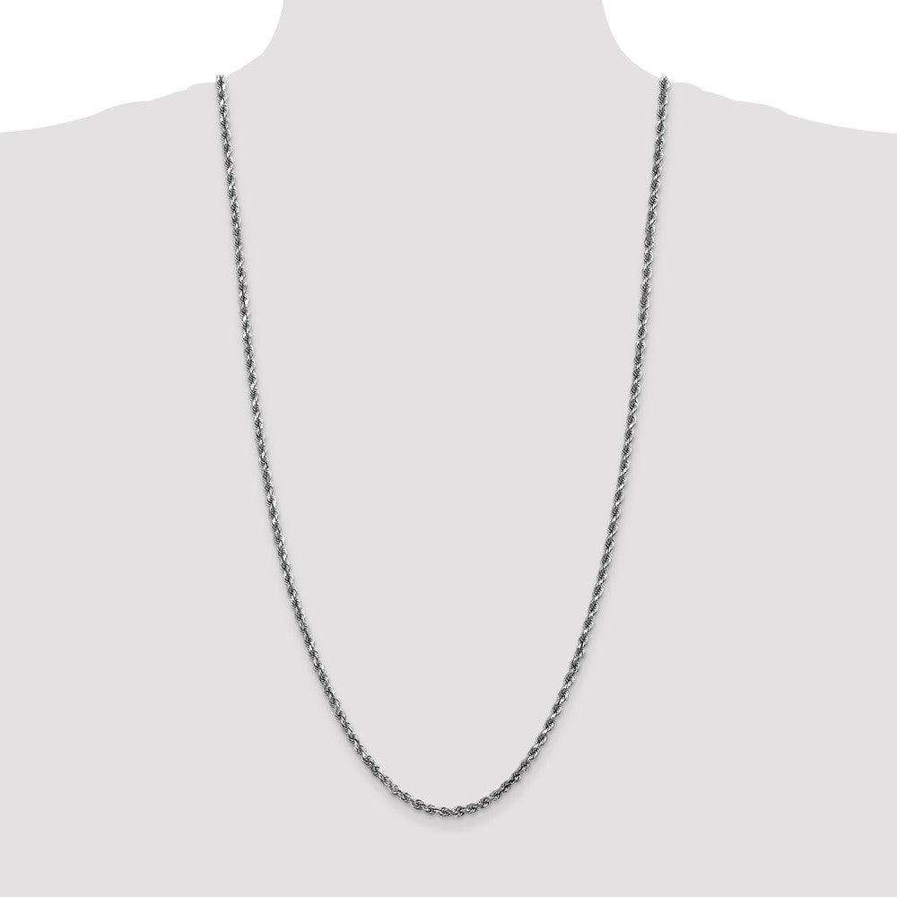 14K White Gold 30 inch 3.5mm Diamond-cut Rope with Lobster Clasp Chain