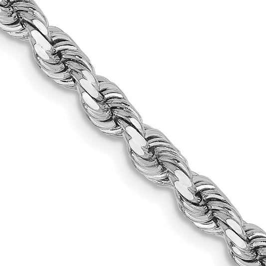 14K White Gold 18 inch 3.75mm Diamond-cut Rope with Lobster Clasp Chain