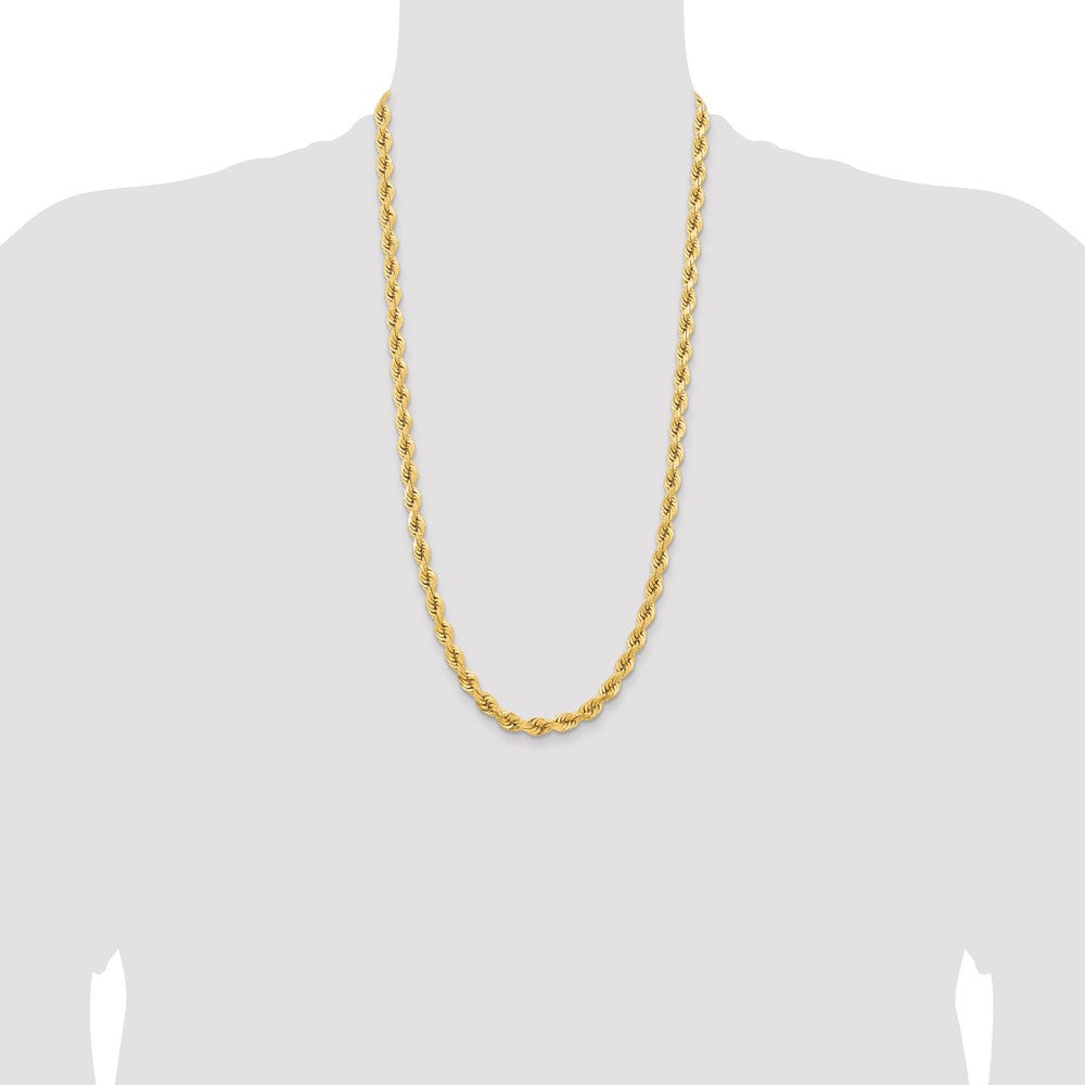 14K 28 inch 6.5mm Diamond-cut Rope with Fancy Lobster Clasp Chain