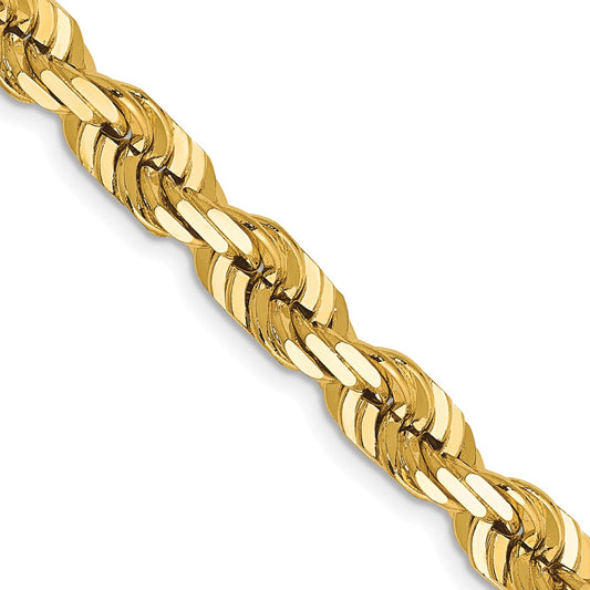 14K 26 inch 6.5mm Diamond-cut Rope with Fancy Lobster Clasp Chain