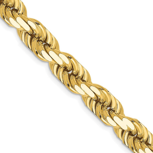 14K 26 inch 8mm Diamond-cut Rope with Fancy Lobster Clasp Chain