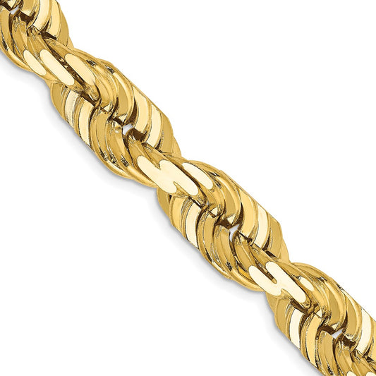 14K 20 inch 10mm Diamond-cut Rope with Fancy Lobster Clasp Chain