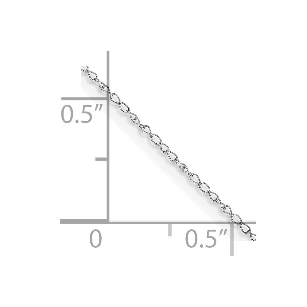 14K White Gold 13 inch Carded .42mm Curb with Spring Ring Clasp Chain