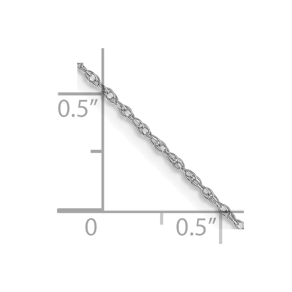 14K White Gold 13 inch Carded .7mm Cable Rope with Spring Ring Clasp Chain