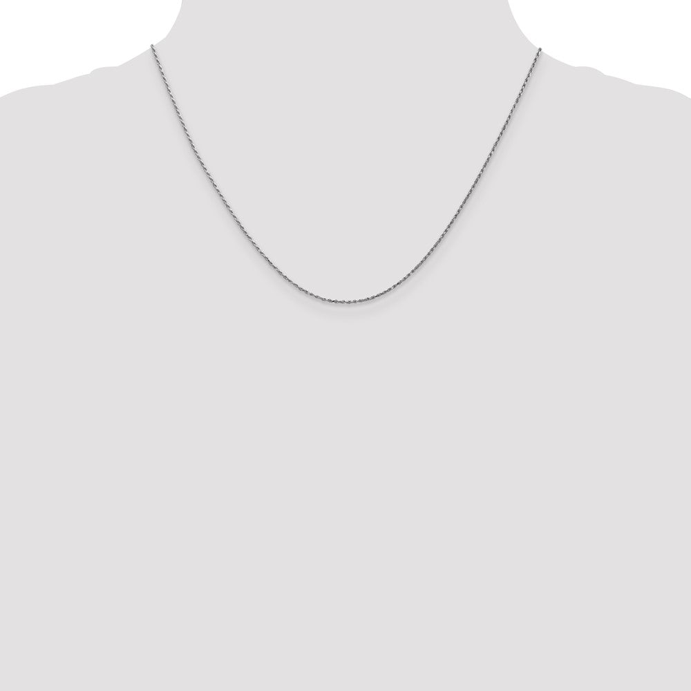 14K White Gold 18 inch Carded .95mm Cable Rope with Spring Ring Clasp Chain