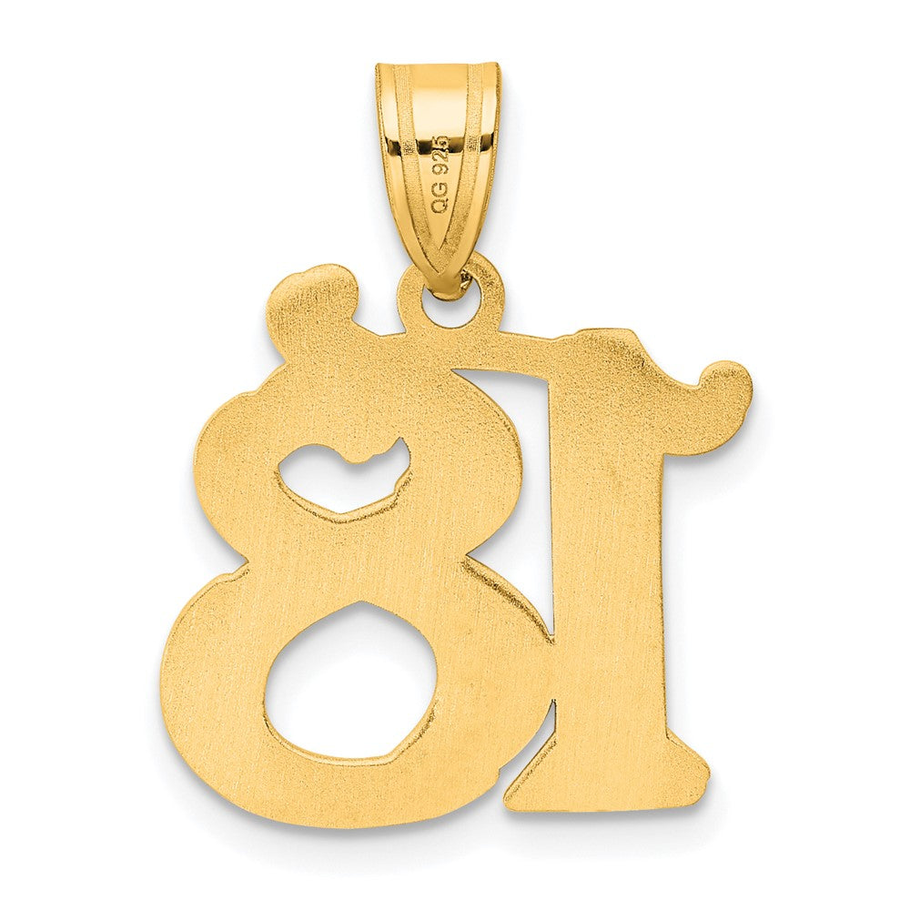 14k Polished Etched Number 18 Pendant
