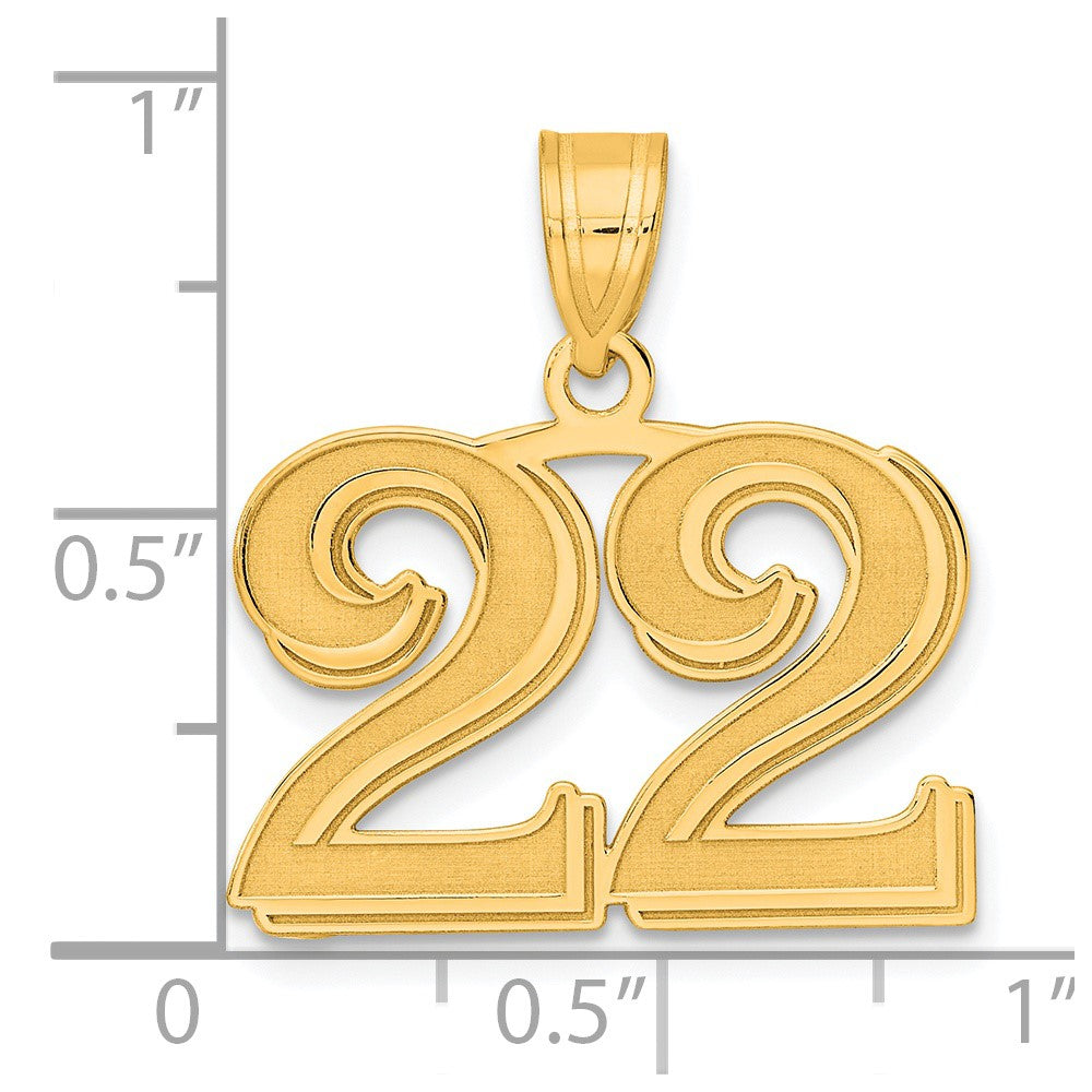 14k Polished Etched Number 22 Pendant