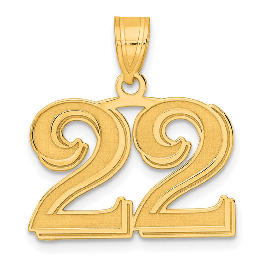14k Polished Etched Number 22 Pendant