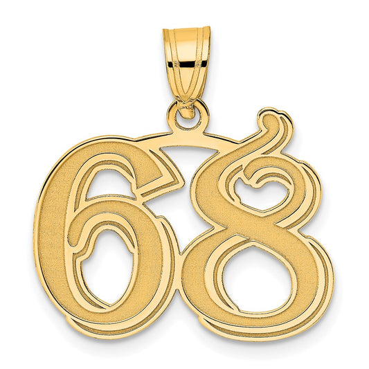 14k Polished Etched Number 68 Pendant