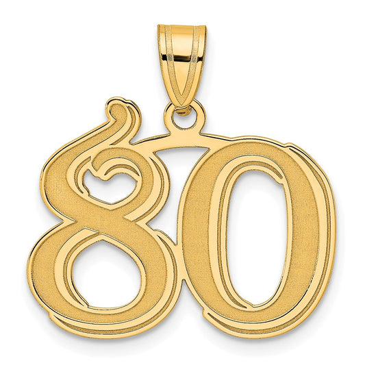 14k Polished Etched Number 80 Pendant