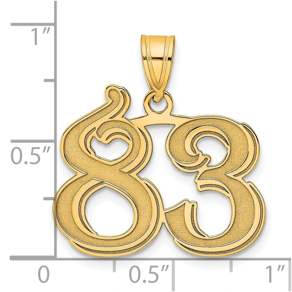 14k Polished Etched Number 83 Pendant