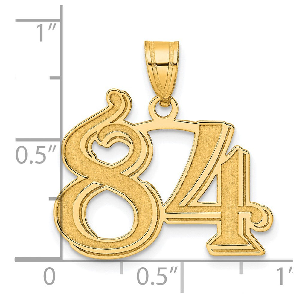 14k Polished Etched Number 84 Pendant