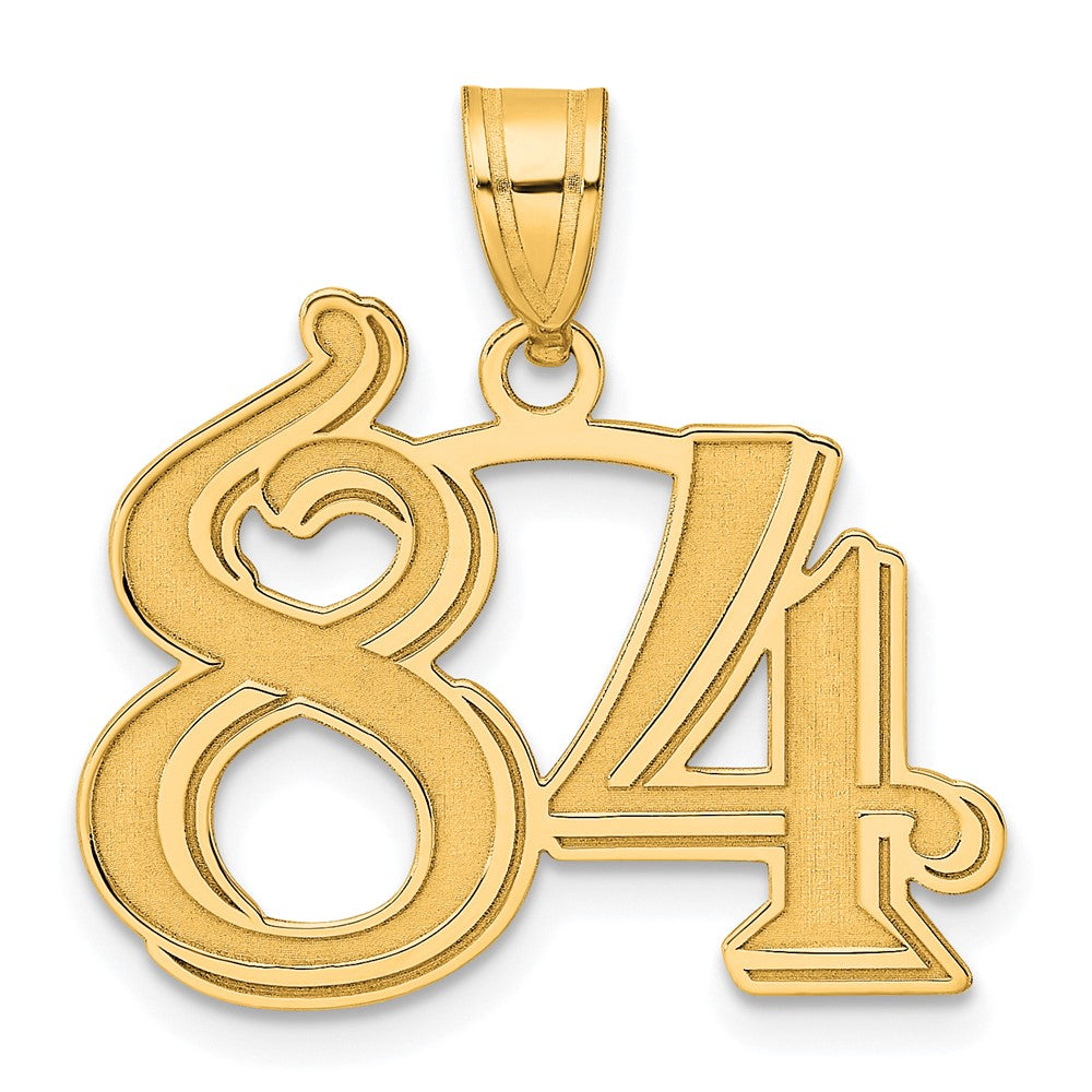 14k Polished Etched Number 84 Pendant