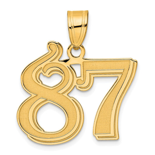 14k Polished Etched Number 87 Pendant