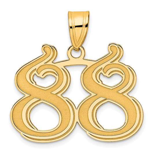 14k Polished Etched Number 88 Pendant