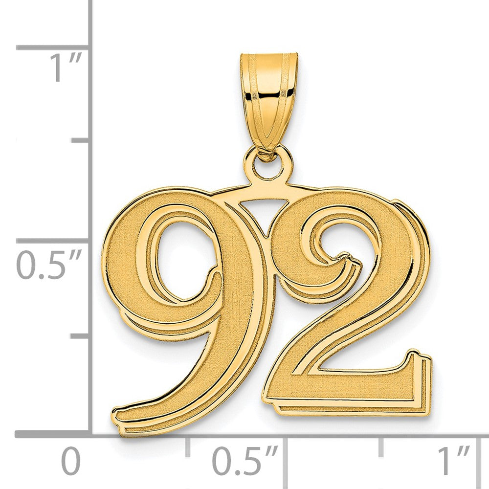 14k Polished Etched Number 92 Pendant