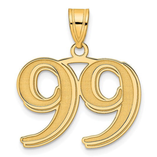 14k Polished Etched Number 99 Pendant
