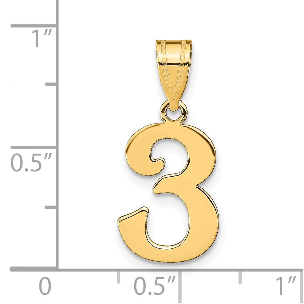 14k Polished Number 3 Pendant