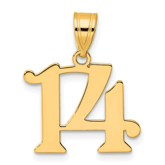 14k Polished Number 14 Pendant