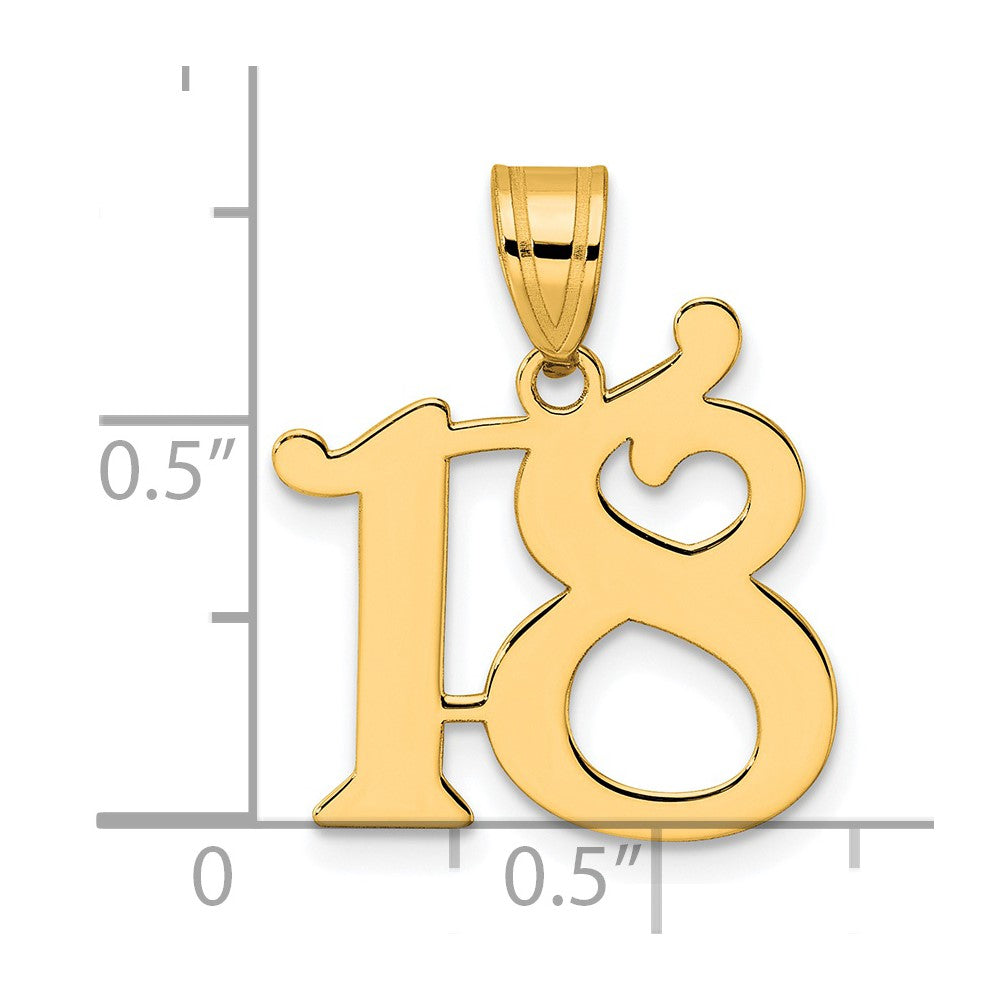 14k Polished Number 18 Pendant