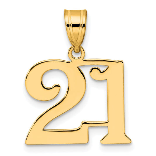 14k Polished Number 21 Pendant