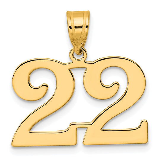 14k Polished Number 22 Pendant