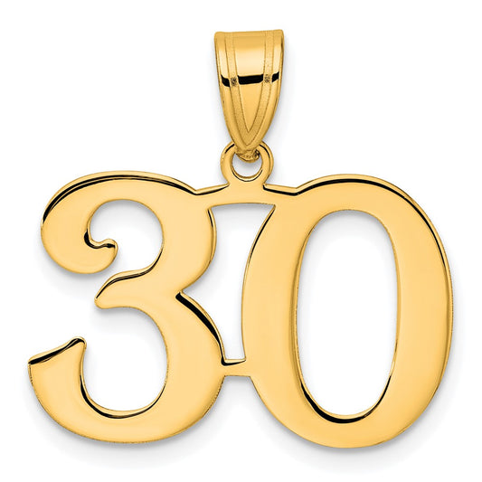 14k Polished Number 30 Pendant