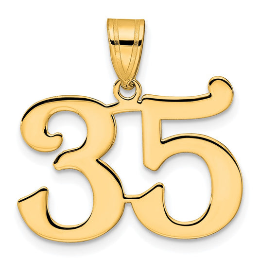 14k Polished Number 35 Pendant