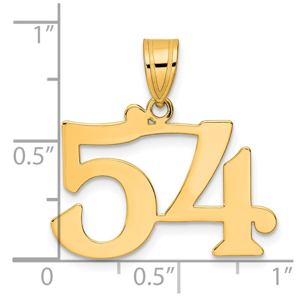 14k Polished Number 54 Pendant