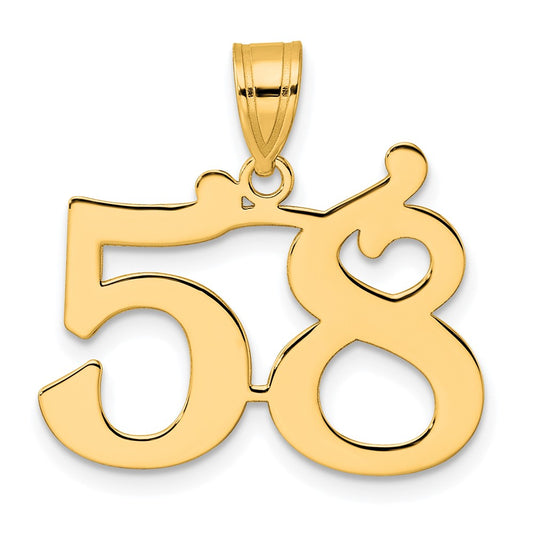 14k Polished Number 58 Pendant