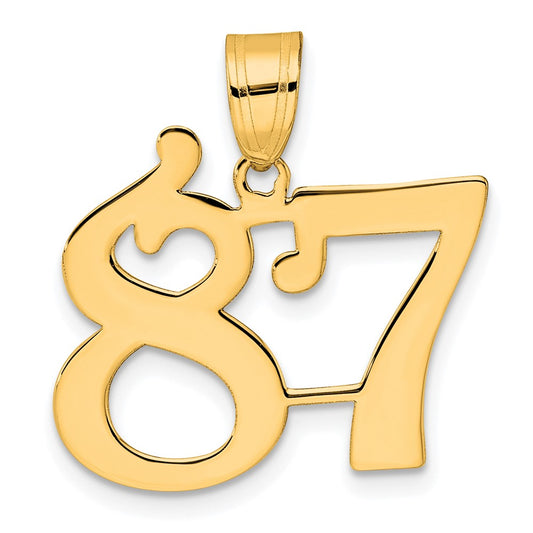 14k Polished Number 87 Pendant
