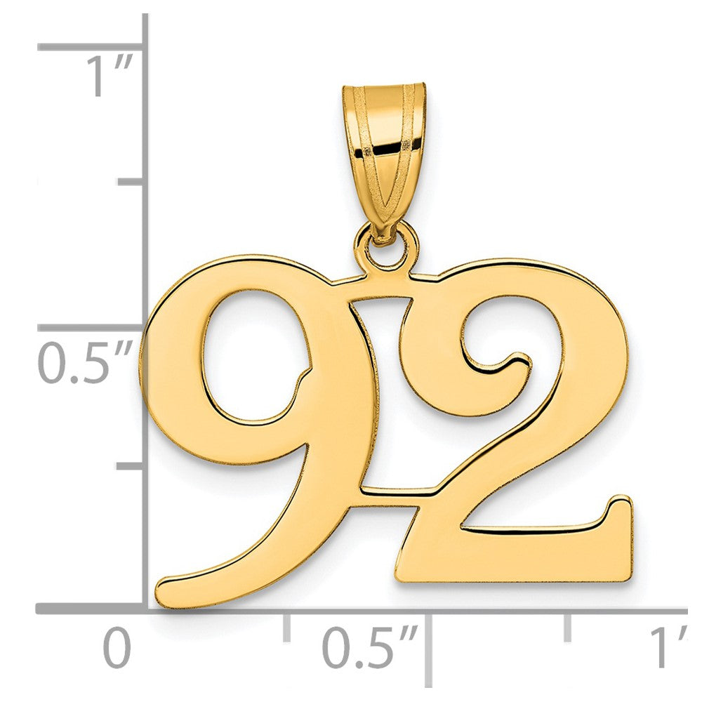 14k Polished Number 92 Pendant