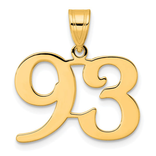 14k Polished Number 93 Pendant