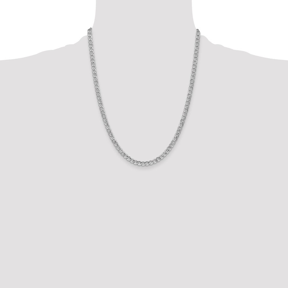14K White Gold 22 inch 4.3mm Semi-Solid Curb with Lobster Clasp Chain
