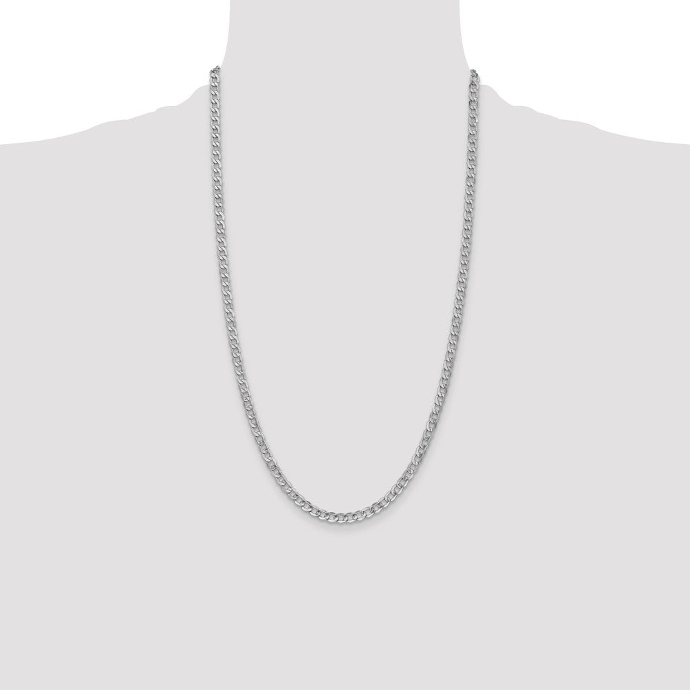 14K White Gold 26 inch 4.3mm Semi-Solid Curb with Lobster Clasp Chain