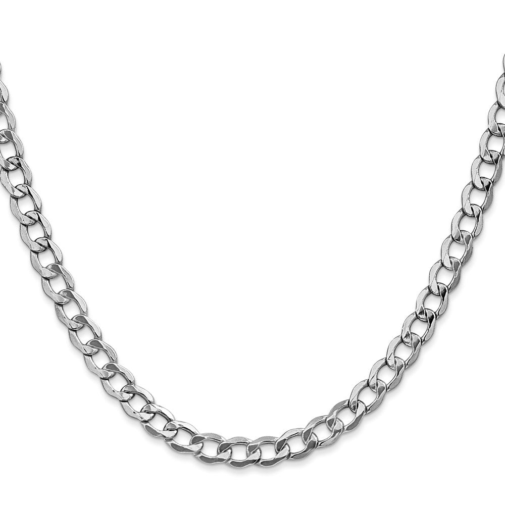 14K White Gold 22 inch 5.25mm Semi-Solid Curb with Lobster Clasp Chain
