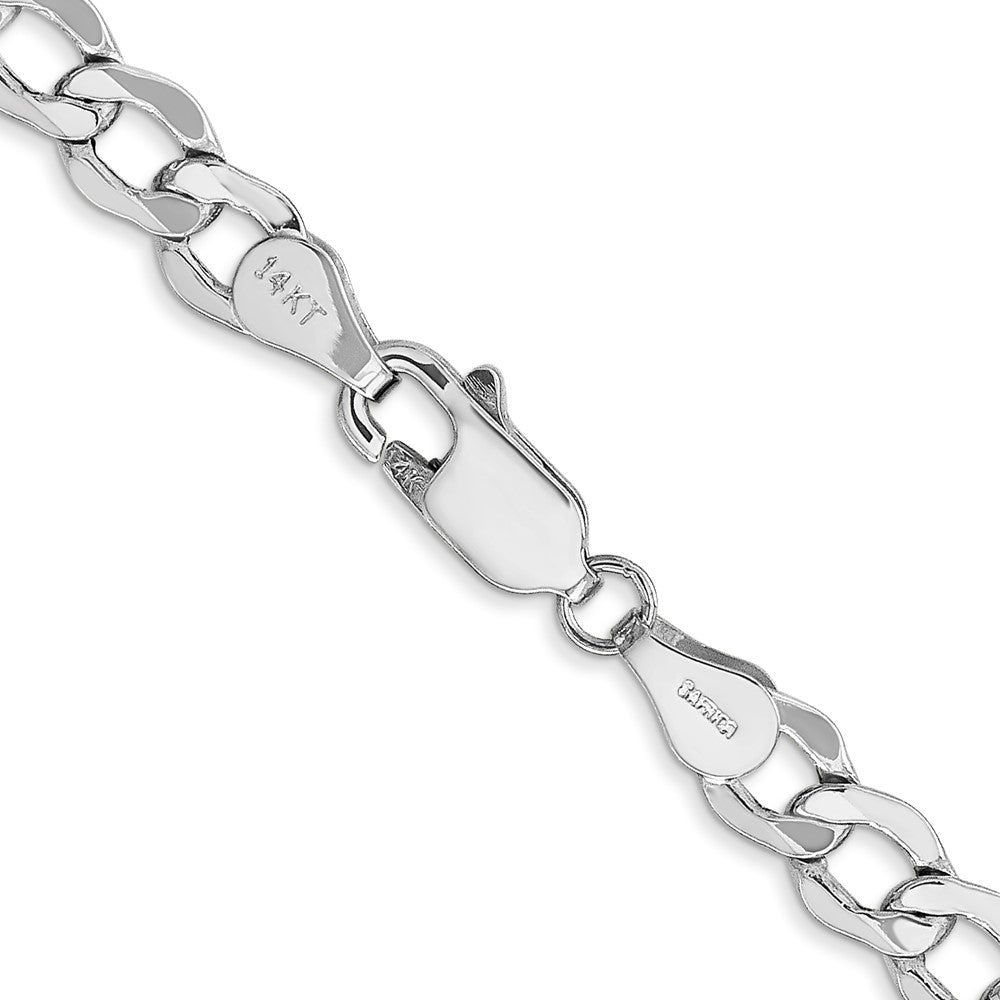 14K White Gold 22 inch 5.25mm Semi-Solid Curb with Lobster Clasp Chain