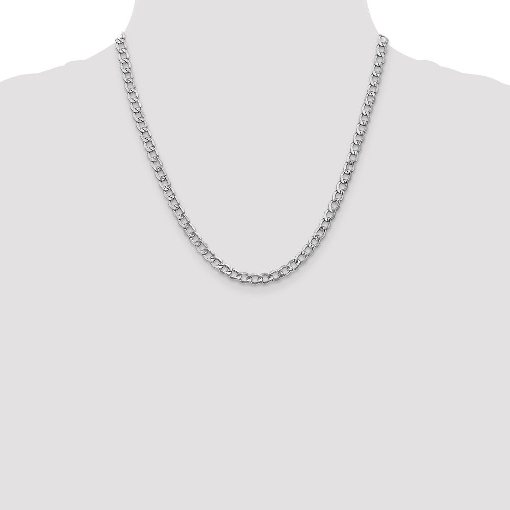 14K White Gold 20 inch 5.25mm Semi-Solid Curb with Lobster Clasp Chain