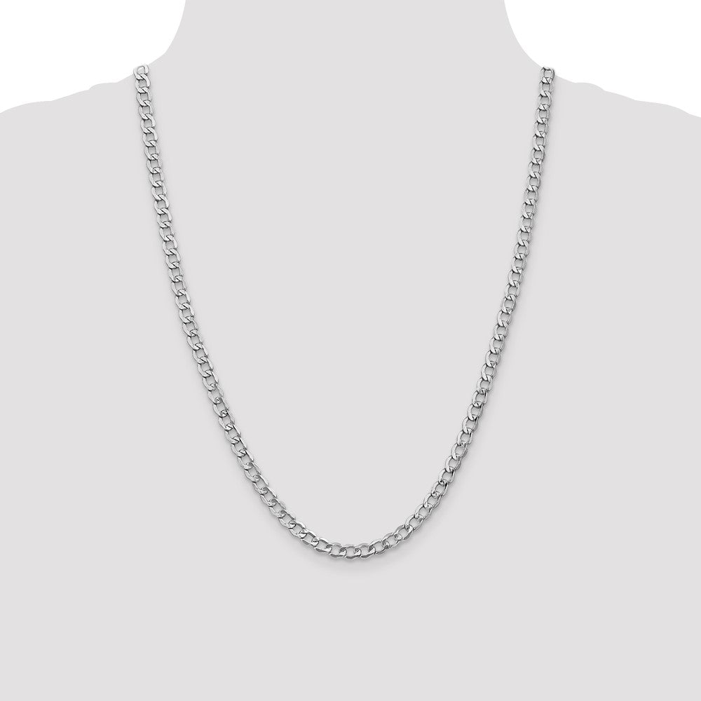 14K White Gold 24 inch 5.25mm Semi-Solid Curb with Lobster Clasp Chain