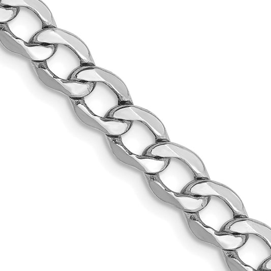 14K White Gold 20 inch 5.25mm Semi-Solid Curb with Lobster Clasp Chain