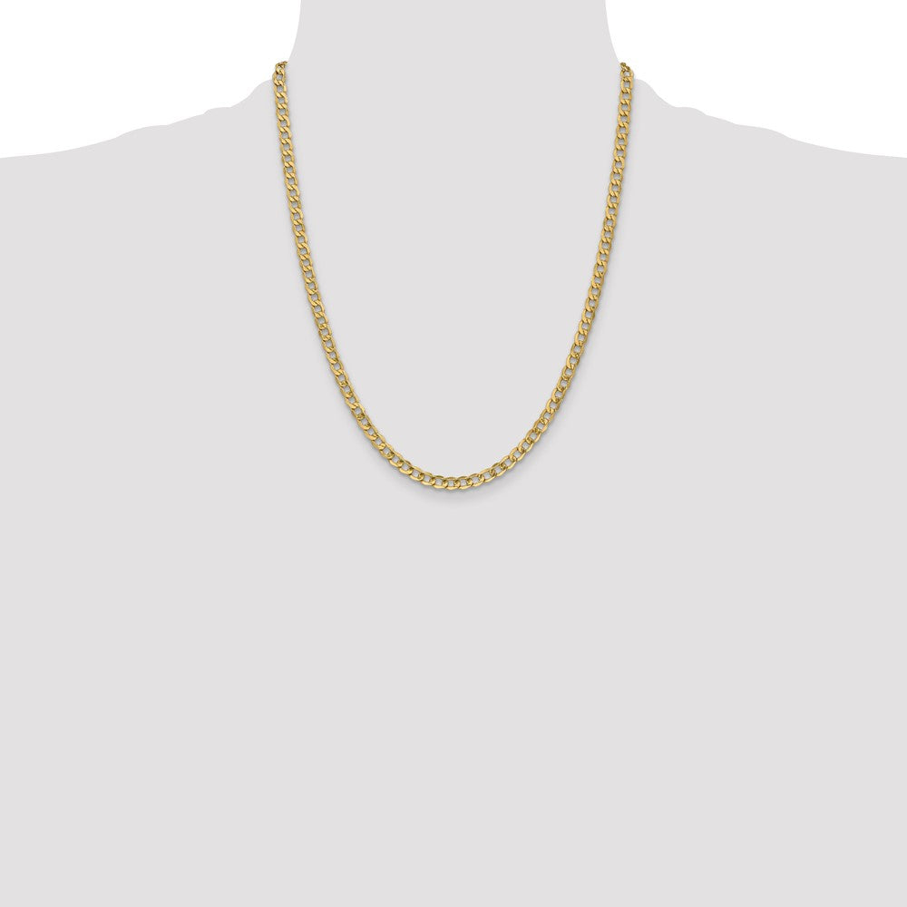 14K 22 inch 4.3mm Semi-Solid Curb with Lobster Clasp Chain