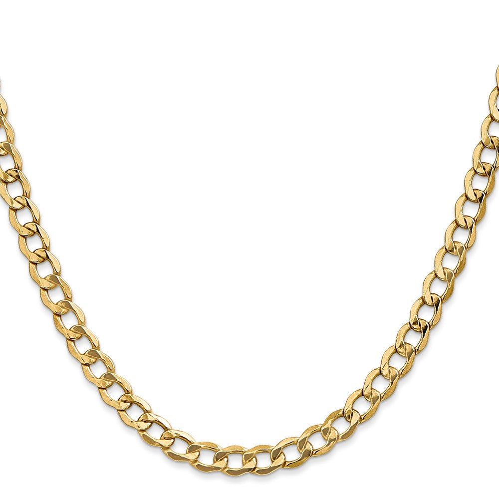 14K 22 inch 5.25mm Semi-Solid Curb with Lobster Clasp Chain