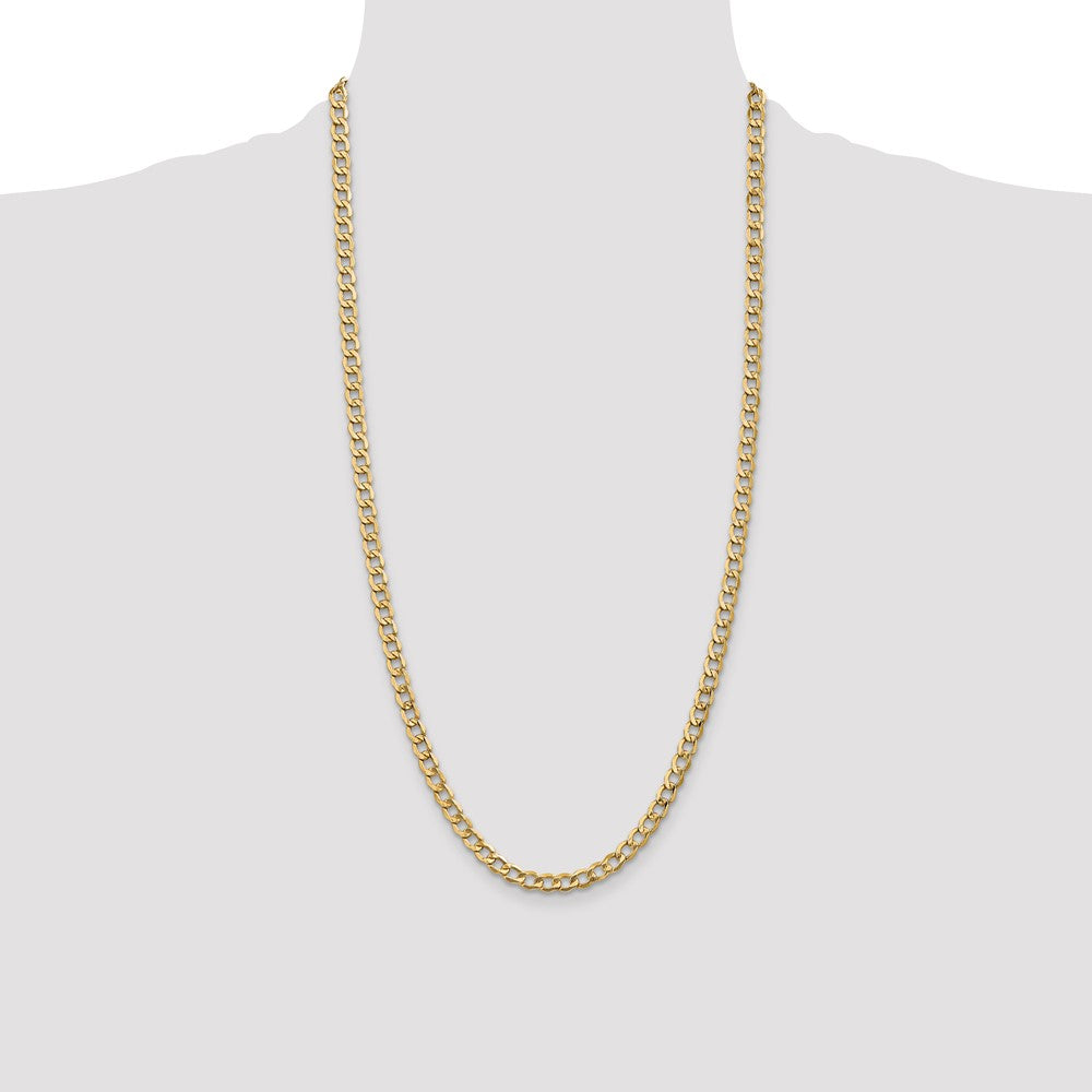 14K 28 inch 5.25mm Semi-Solid Curb with Lobster Clasp Chain